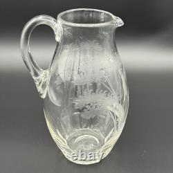 Carafe à eau en cristal gravé Giraffe Rowland Ward Vintage Fabriqué en Allemagne de l'Ouest 1970