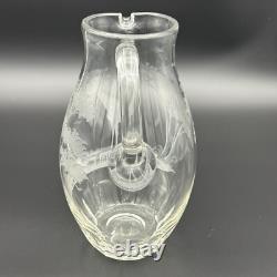Carafe à eau en cristal gravé Giraffe Rowland Ward Vintage Fabriqué en Allemagne de l'Ouest 1970