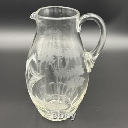Carafe à eau en cristal gravé Giraffe Rowland Ward Vintage Fabriqué en Allemagne de l'Ouest 1970