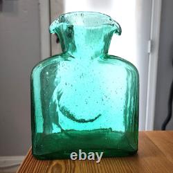 Carafe à eau en verre épais BLENKO à double bec vintage verte LIRE