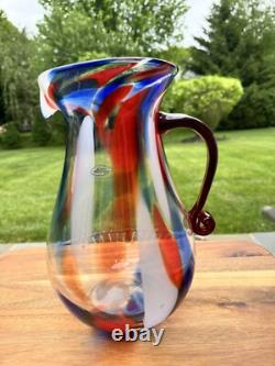 Carafe d'eau en verre artistique Blenko Confetti 11,5 USA avec étiquette Édition Limitée