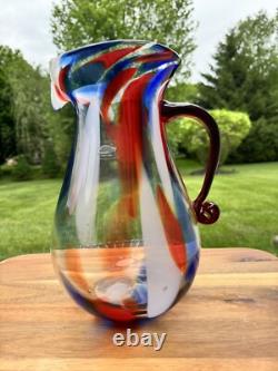 Carafe d'eau en verre artistique Blenko Confetti 11,5 USA avec étiquette Édition Limitée