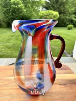 Carafe d'eau en verre artistique Blenko Confetti 11,5 USA avec étiquette Édition Limitée