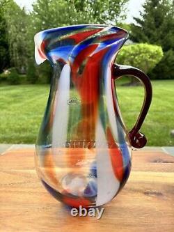 Carafe d'eau en verre artistique Blenko Confetti 11,5 USA avec étiquette Édition Limitée
