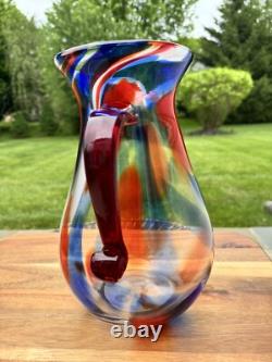 Carafe d'eau en verre artistique Blenko Confetti 11,5 USA avec étiquette Édition Limitée