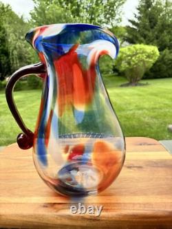 Carafe d'eau en verre artistique Blenko Confetti 11,5 USA avec étiquette Édition Limitée