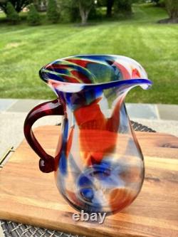 Carafe d'eau en verre artistique Blenko Confetti 11,5 USA avec étiquette Édition Limitée