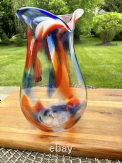 Carafe d'eau en verre artistique Blenko Confetti 11,5 USA avec étiquette Édition Limitée