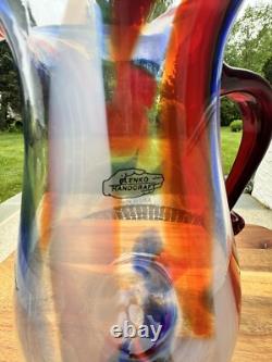 Carafe d'eau en verre artistique Blenko Confetti 11,5 USA avec étiquette Édition Limitée