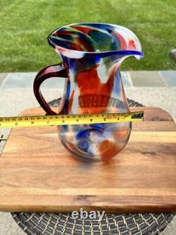 Carafe d'eau en verre artistique Blenko Confetti 11,5 USA avec étiquette Édition Limitée