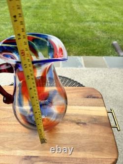 Carafe d'eau en verre artistique Blenko Confetti 11,5 USA avec étiquette Édition Limitée