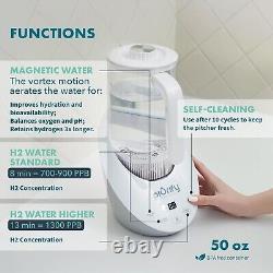 Carafe d'eau hydrogène de 50 oz sans BPA avec électrolyse avancée SPE/PEM