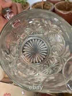 Carafe en Verre Transparent Embossée avec un Motif de Feuilles Rares Vintage Ustensiles de Cuisine Pichet Tasse