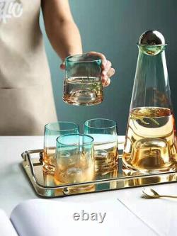 Carafe en cristal pour vin et eau avec boule en bois