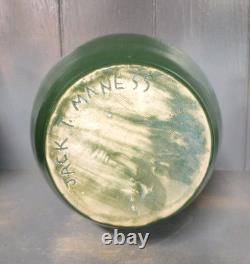Carafe en poterie de Jack T. Maness, tête de canard verte, pichet figuratif d'eau, art folklorique de Caroline du Nord