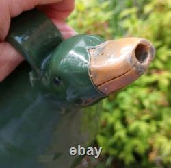 Carafe en poterie de Jack T. Maness, tête de canard verte, pichet figuratif d'eau, art folklorique de Caroline du Nord