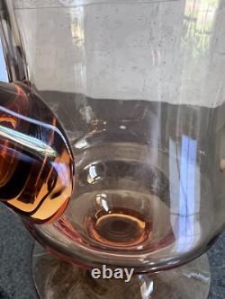 Carafe en verre ambre gravée Fostoria Seville vintage et ensemble de 6 verres à eau