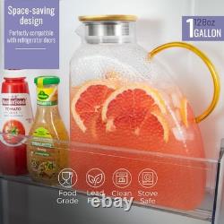 Carafe en verre avec couvercle, carafe à eau en verre de 1 gallon pour réfrigérateur, 128 oz
