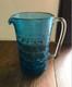 Carafe En Verre Bleu Vintage 27 Cm, Pichet à Eau, Vase à Fleurs