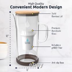 Carafe en verre pour eau alcaline Restore avec filtre à eau durable