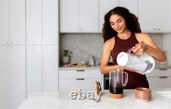 Carafe filtrante à eau, 7 tasses, blanche, en verre avec base en silicone, blanche, pour un usage quotidien