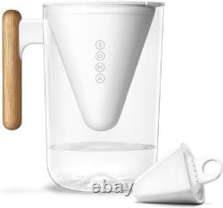 Carafe filtrante de 10 tasses incassable avec poignée en bambou