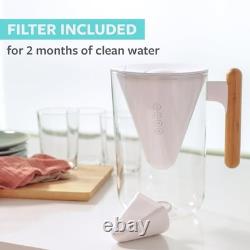 Carafe filtrante de 10 tasses incassable avec poignée en bambou