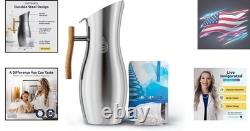 Carafe filtrante en acier inoxydable de 1,9 L avec réduction du chlore pour eau alcaline