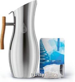 Carafe filtrante en acier inoxydable de 1,9 L avec réduction du chlore pour eau alcaline