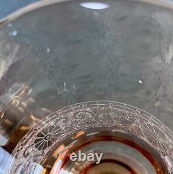 Carafe / pichet en verre Fostoria Seville avec motif gravé ambre et ensemble de 6 gobelets à eau