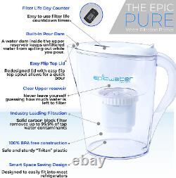 Carafes de filtration pure pour l'eau potable, filtre 10 tasses 150 gallons, Tritan BPA Fr
