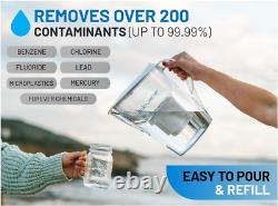 Carafes de filtration pure pour l'eau potable, filtre 10 tasses 150 gallons, Tritan BPA Fr