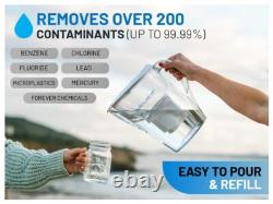 Carafes de filtration pure pour l'eau potable, filtre de 10 tasses 150 gallons, Tritan sans BPA