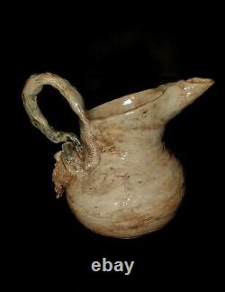 Cruche / Pichet d'eau en céramique de poterie peinte et glacée faite à la main de style MCM (Mid-Century Modern) vintage