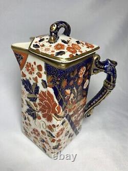 Cruche d'eau en porcelaine RIDGWAYS Angleterre modèle OLD DERBY avec couvercle, vers 1890.