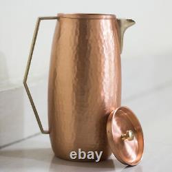 Cruche en cuivre pur fabriquée à la main avec couvercle, 2 litres