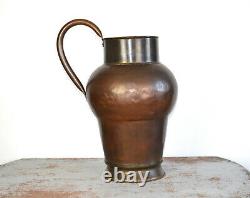 Cuivre Antique Grand Jug D'eau / Pitcher / Vase, 19ème Siècle, Suède, Fait À La Main