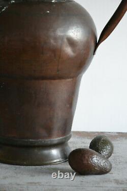 Cuivre Antique Grand Jug D'eau / Pitcher / Vase, 19ème Siècle, Suède, Fait À La Main