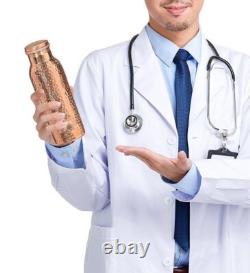 Distributeur d'eau en cuivre pur martelé de 8 litres Matka avec 1 bouteille et 4 gobelets