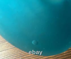 ENSEMBLE Compotier Cruchon Jarre Ewer Fleurs Persan en Verre Satiné Émaillé Bleu Vintage