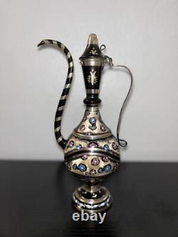 Ensemble de 2 cruches en cuivre de 2 litres à motif floral + Rare beau vase