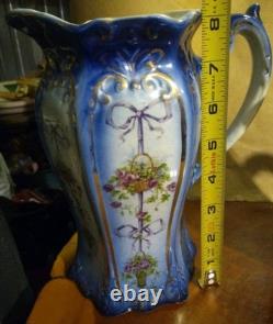Ensemble de 3 jattes en porcelaine bleue et blanche avec accents dorés