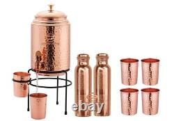 Ensemble de cadeaux de jarre/distributeur d'eau en cuivre de qualité supérieure Matka/Vessel