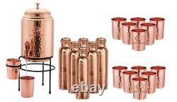 Ensemble de cadeaux de jarre/distributeur d'eau en cuivre de qualité supérieure Matka/Vessel