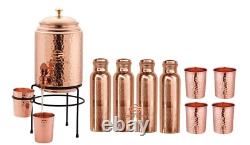 Ensemble de cadeaux de jarre/distributeur d'eau en cuivre de qualité supérieure Matka/Vessel