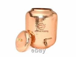 Ensemble de cadeaux de jarre/distributeur de pot d'eau en cuivre Matka/Vessel de qualité premium