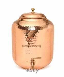 Ensemble de cadeaux de jarre/distributeur de pot d'eau en cuivre Matka/Vessel de qualité premium