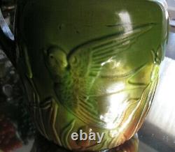 Fabuleux Antique De 1800 Swallow Bird Majolica Water Jug/pitcher
