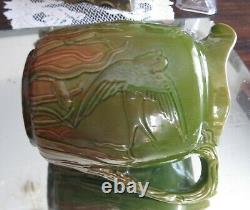 Fabuleux Antique De 1800 Swallow Bird Majolica Water Jug/pitcher