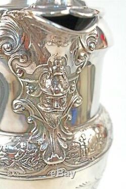 Fabuleux George Eakins Silverplated Glace Pichet Sirène Poignée Et Masques